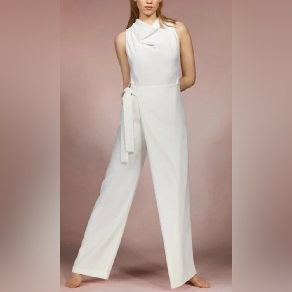 NWT ZARA White Wrap Cowl neck sleeveless Jumpsuit size Medium - Picture 2 of 8